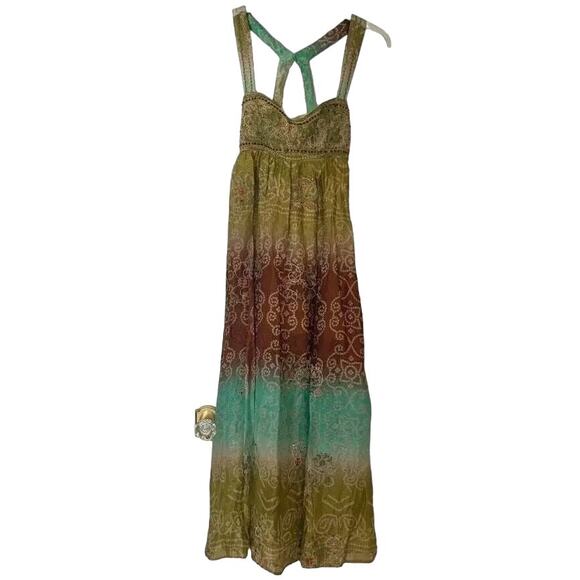 New Free People Into The Nights Maxi Dress $298 X-SMALL Forest Combo EMBROIDERED - Picture 7 of 8